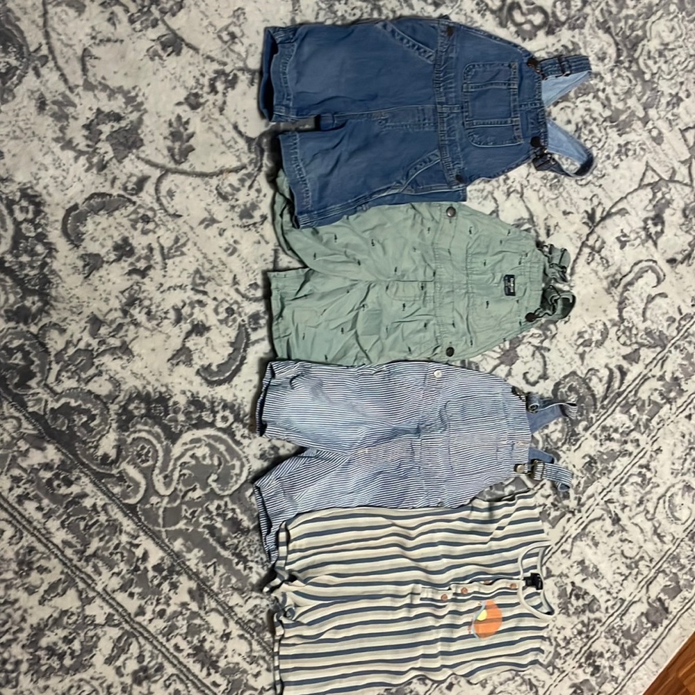5t boys short over alls and romper